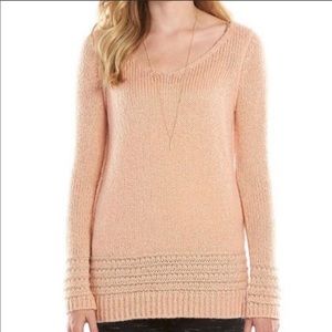 {LAUREN CONRAD} Rose Lurex Hem V Neck Sweater!